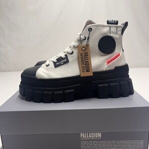 Palladium Revolt Hi TX‎ Platform Boots Women's Size 6.5 Lace Up White Black
